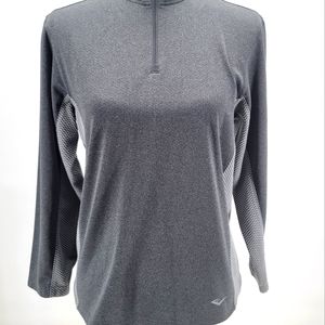 Everlast Sport Womens M Long Sleeve 1/4 Zip Activewear Top Gray W/ Mesh Pullover